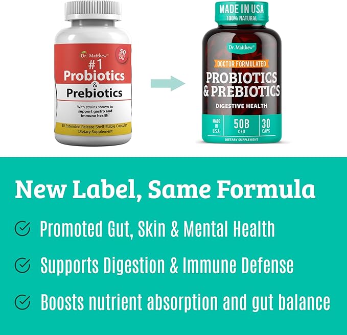 Prebiotics and Probiotics: Lactobacillus Gasseri, Lactobacillus Rhamnosus, Plantarum, Casei, Bifidobacterium longum, lactis, infantis. Probiotic Prebiotic, Pre and Probiotics for Digestive Health.