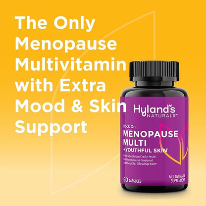 Hyland's Rock On Menopause and Youthful Skin Care Multivitamin for Women with Immune Support, 60 Capsules, Menopause Relief for Women with Biotin, Collagen, and Red Clover (Pack of 2)