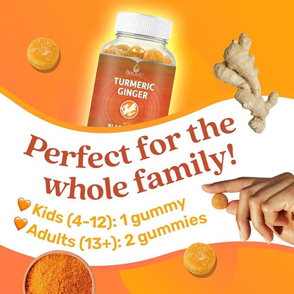 BeLive Omega 3 & Turmeric Gummies for Brain, Heart, Eye and Inmmune System, Mobility Support