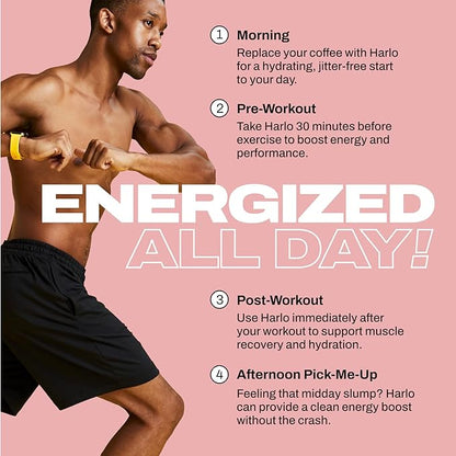 Harlo - Raspberry Salt Electrolyte Drink Mix with Bovine Collagen & Creatine- Creatine Monohydrate Powder - Energy Drink Powder - Pre Workout Powder - Sugar Free Energy Drinks - Post Workout Recovery