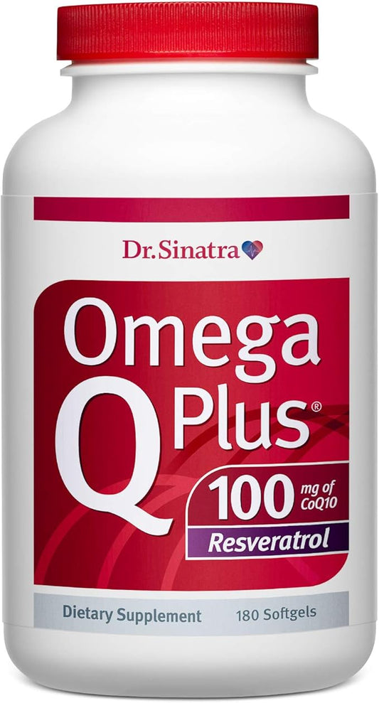 Dr. Sinatra Omega Q Plus 100 Resveratrol – Omega-3 Supplement Supports Heart Health and Provides Antioxidant Power with 100mg of CoQ10 and Resveratrol (180 softgels)