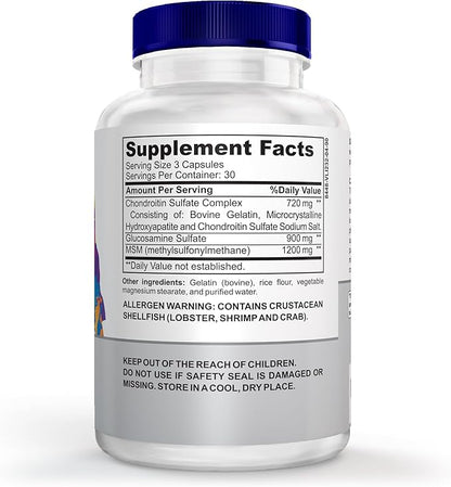 Tennis Joint Support Supplement - Healthy Knees, Back, Cartilage, & Joints – Glucosamine Chondroitin MSM- GMP Certified Tennis Supplements and Joint Support for Athletes – 90 Capsules