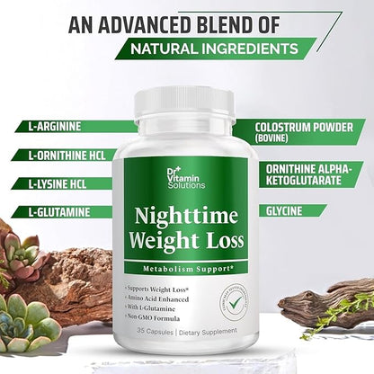 DR VITAMIN SOLUTIONS Nighttime Fat Burner Supplements - Appetite Suppressants for Weight Loss - Night-Time Fat Burner for Women & Men - Metabolism Booster Weight Loss Pills - 35 Capsules