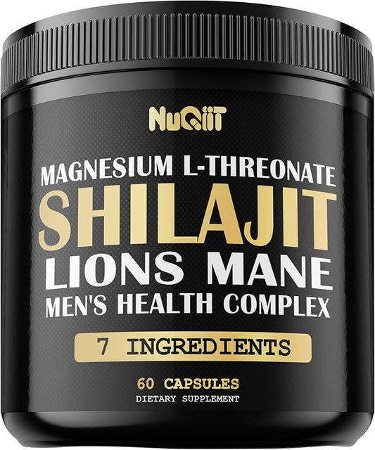 Shilajit Pure Himalayan Organic with Magnesium, Lions Mane, and Men Health Complex as Ashwagandha, Maca Root & More - Support Immunity, Brain Health & Positive Mood - 60 Capsules