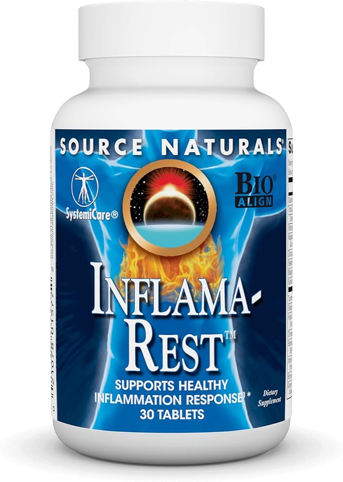 Source Naturals Inflama-Rest Healthy Inflammation Response - Herbal & Mineral Blend with Turmeric, Boswellia, Ginger, Quercetin - Maximum Stress Relief & Relaxation - 30 Tablets