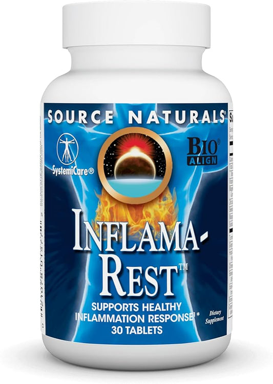 Source Naturals Inflama-Rest Healthy Inflammation Response - Herbal & Mineral Blend with Turmeric, Boswellia, Ginger, Quercetin - Maximum Stress Relief & Relaxation - 30 Tablets
