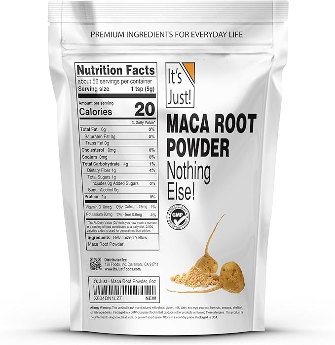 It's Just! - Yellow Maca Root Powder, Product of Peru, Raw Natural Superfood, Gelatinized for Easy Disgestion, Supports Immune, Energy, Health, 10oz