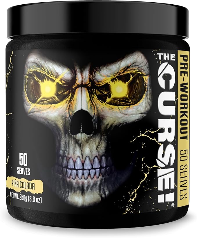 JNX SPORTS The Curse! Pre Workout Powder for Men & Women, Caffeine, Beta-Alanine, Creatine, L-Citrulline, 50 Servings, Pina Colada Flavor – Boost Energy, Strength & Focus