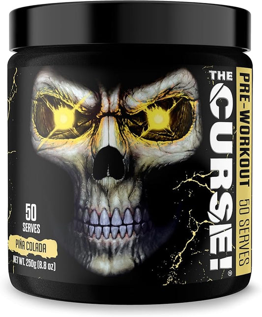 JNX SPORTS The Curse! Pre Workout Powder for Men & Women, Caffeine, Beta-Alanine, Creatine, L-Citrulline, 50 Servings, Pina Colada Flavor – Boost Energy, Strength & Focus