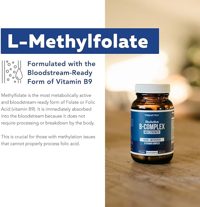 BioActive Vitamin B Complex Blood Stream Ready, Methylated B Complex Featuring Methylfolate 3 BioActive Forms of B12, BenfoPure® B1 & Pantesin® B5 12 B Vitamins in Clinical Doses(120 Servings - 3Pack)