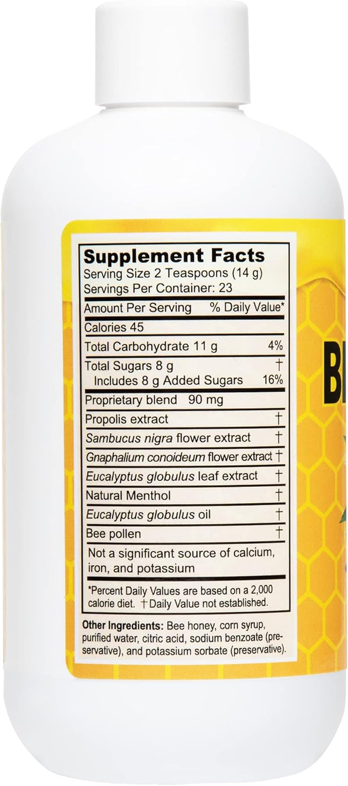 Honey Syrup with Natural Herbal Extracts and Propolis - 11.4 Fl OZ