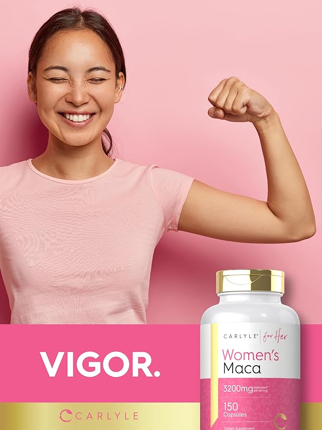 Carlyle Maca Root Capsules for Women 3200mg | 150 Count | Non-GMO, Gluten Free Supplement | for Her