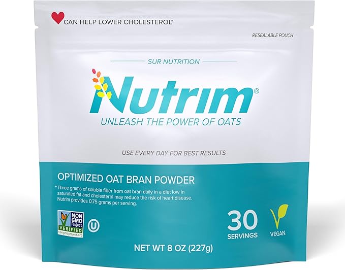 Oat Bran Powder with 750mg Beta Glucan per Serving - Easy-Mix Soluble Fiber for Cholesterol Management & Immune Support - Heart Healthy, Non-GMO & Vegan Oatmeal Powder