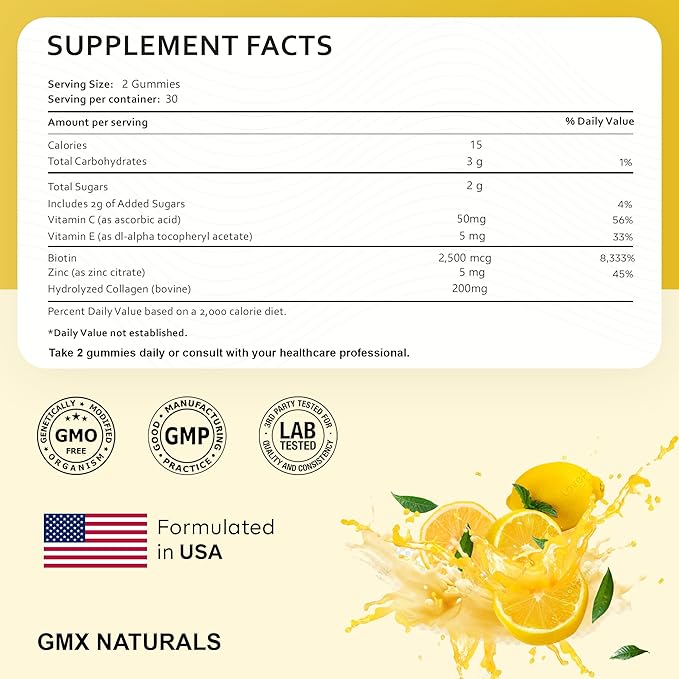 Multi Beauty Gummies for Hair & Nails 2500mcg – Lemon Flavor, 90 Count – Daily Multivitamins Gummies for Men, Women, and Kids
