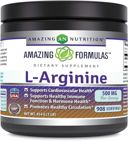 Amazing Formulas L-Arginine Powder Supplement | Non-GMO | Gluten Free | Made in USA (1 Lb)