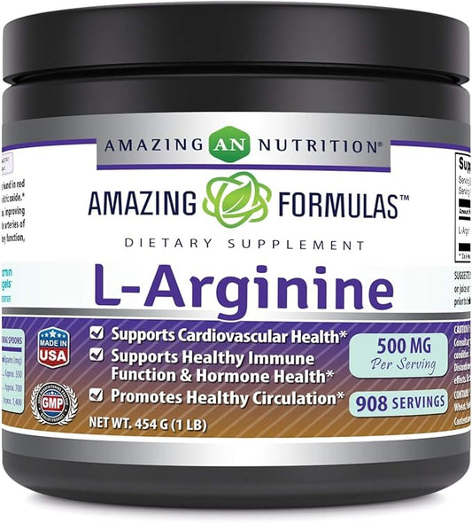 Amazing Formulas L-Arginine Powder Supplement | Non-GMO | Gluten Free | Made in USA (1 Lb)