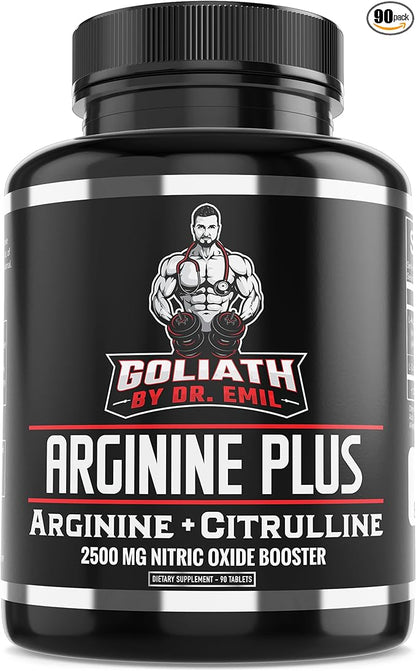 Dr. Emil's ARGININE Plus - L Arginine + L Citrulline - 2500 MG High Dose NO Booster Tablets - Nitric Oxide Supplement for Vascularity and Heart Health (Arginine AAKG and Citrulline Malate 2:1)