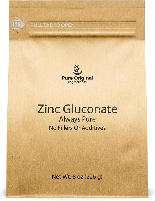Pure Original Ingredients Zinc Gluconate (8 oz) Dietary Supplement, Always Pure, No Fillers Or Additives