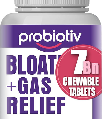 Anti Gas & Bloating Relief for Women and Men 7 Billion CFU – Chewable Probiotics & Lactobacillus Reuteri, Daily Digestive Enzymes Debloating for Women, Aids Digestion & Digestive Health