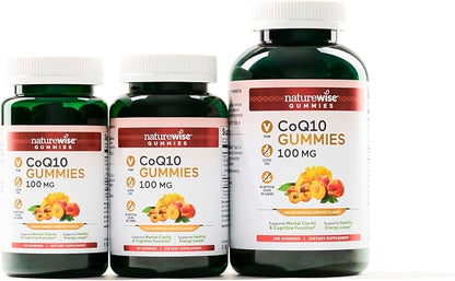 NatureWise CoQ10 Gummies 100mg - Peach Mango Flavor - Supplement for Heart Health & Antioxidant Activity - Pectin-Based, Vegan, Soy and Gluten Free, Non-GMO - 60 Count[1-Month Supply]