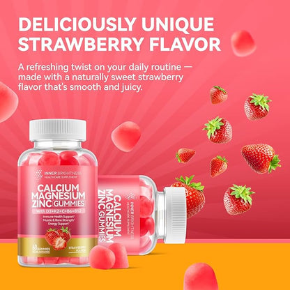 2 Pack Calcium Magnesium Zinc Gummies with Vitamin D3, K2, B12 & B6 for Women and Men, Calcium Citrate with Boron, Copper and Ashwagandha for Bone, Muscles, Calm Mood & Sleep Support, Immune Health