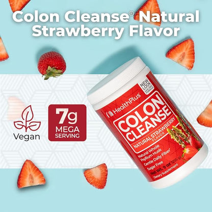 Health Plus Colon Cleanse Digestive Support | No Artificial Flavors | Daily Fiber for Toxin Elimination To Reduce Bloating | Psyllium Husk | Strawberry Flavor | 9 Ounces, 36 Servings