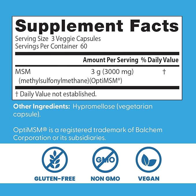 Doctors BEST MSM, Supports Hair, Skin, Nails, & Joints, Non-GMO, Gluten Free, Vegan 180 Veggie Caps