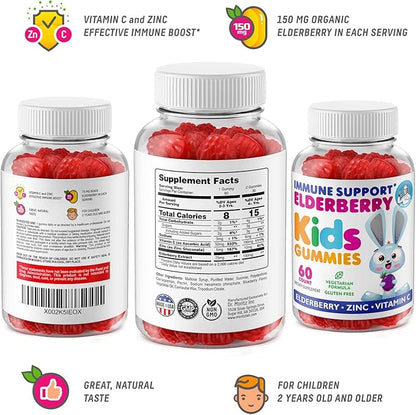 DR. MORITZ Sunny Side Up Immunity - Elderberry Gummies for Kids (60 Count 2 Pack) and Vitamin D (60 Count 2 Pack)