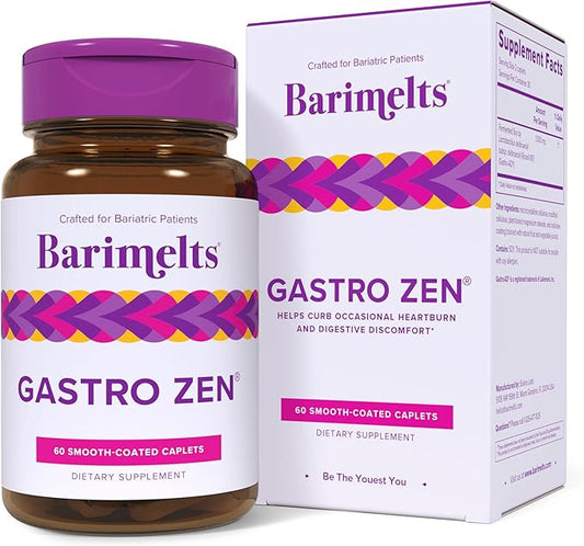 BariMelts Gastro Zen® with Gastro-AD® for GLP-1 Users and Bariatric Patients - Postbiotics for Heartburn Relief & Gut Health - 60 Smooth-Coated Caplets (1-Month Supply)