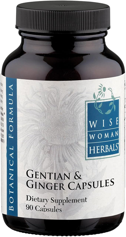 Wise Woman Herbals – Gentian & Ginger Capsules - All-Natural Digestive Function Support Supplement for Normal Healthy Digestion, Natural Aid for Occasional Upset Stomach, Acid Indigestion and Gas