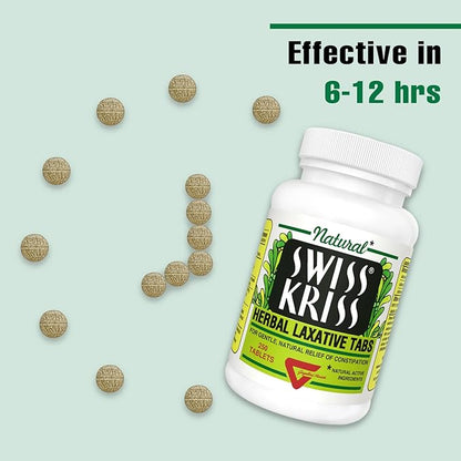 Swiss Kriss Herbal Laxative Tablets, Gentle & Natural Laxatives for Constipation Relief for Adults & Children over Age 6, Works in 6-12 Hours, Senna Laxative (Pack of 4-1000 Tablets Total)
