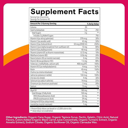 SmartyPants Women's Multivitamin Gummies - Improved Formula: Omega 3 (DHA/EPA), Methylfolate, CoQ10, Vitamin D3, C, Vitamin B12, B6, A, K & Zinc, Inositol, Gluten Free, 120 Count (40 Day Supply)