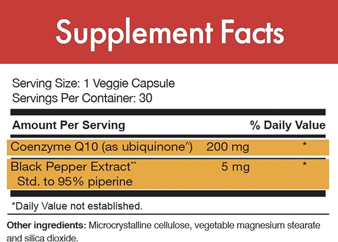 Stop Aging Now MAX-Q10 CoEnzyme Formulated with Kaneka Q10 and Enhanced BioPerine Black Pepper Extract for High Absorption, Heart Health, Energy Production 200 mg Capsules