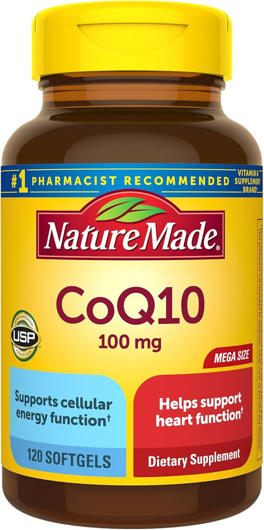 Nature Made CoQ10 100mg, Dietary Supplement for Heart Health Support, 120 Softgels, 120 Day Supply