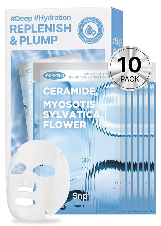 [K Beauty] Skin Return Hydrating Essence Sheet Mask | Moisturizing and Protecting for All Skin Types | Vegan Sheet Masks with Ceramide NP | Korean Face Masks Skincare | Facial Mask | 10 Sheets