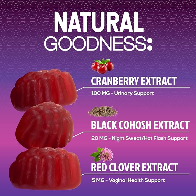 Menopause Supplements for Women - Probiotic for Women Gummy, 3 Billion CFU Natural Menopause Relief for Mild Hot Flashes & Night Sweats, PH, Vaginal Health Support, Probiotic Supplement - 60 Gummies