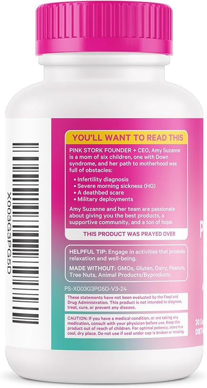 Pink Stork Probiotics for Postnatal Women - 30 Billion CFUS with Ashwagandha and Chamomile, Postpartum Essentials for Hormone Balance, Mood Support, Gut Health, Digestive Wellness, 30 Capsules