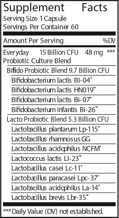 Renew Life Everyday Go-Pack Probiotic Capsules, Daily Supplement Supports Urinary, Digestive and Immune Health, L. Rhamnosus GG, Dairy, Soy and gluten-free, 15 Billion CFU, 60 Count