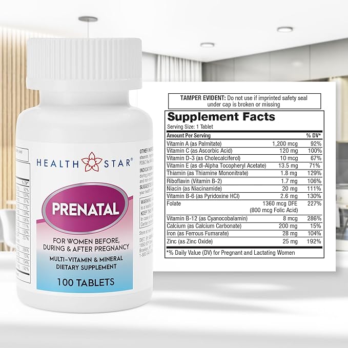 Prenatal Vitamins for Women Before, During & After Pregnancy Prenatal-Postnatal Multivitamins with Folic Acid & Minerals for Pregnancy Support| Daily Pregnancy Supplement, 100 Tablets