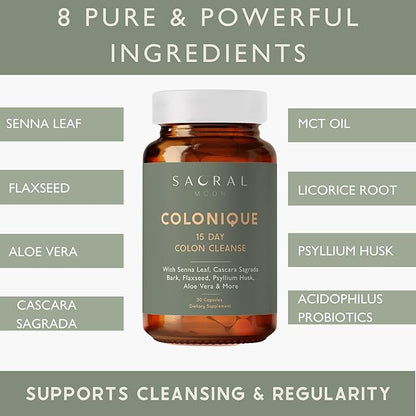 15 Day Colon Cleanse - Digestive Support for Cleansing, Senna Leaf, Cascara Sagrada, Psyllium Husk, Flaxseed, Aloe Vera, Probiotics and More. Constipation Relief.