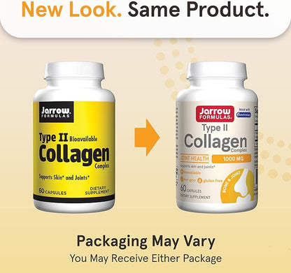 Jarrow Formulas Type II Collagen Complex 1000 mg Supplements, Supports Skin and Joint Health, 60 Capsules, 30 Day Supply
