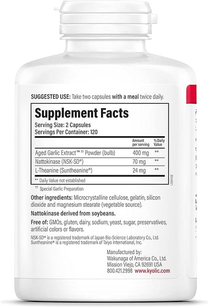 Kyolic Aged Garlic Extract Formula 109, Blood Pressure Health, 240 Capsules
