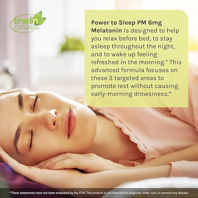 Irwin Naturals Power to Sleep PM - 60 Liquid Soft-Gels, Pack of 2 - with 6mg Melatonin, GABA, Ashwagandha, Valerian Root & L-Theanine - 60 Total Servings
