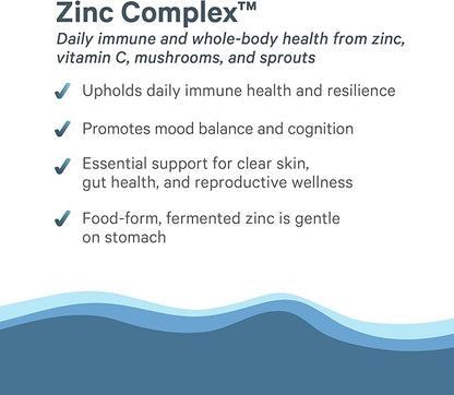 PURE SYNERGY Zinc Complex | Immune Support Supplement | Natural, Vegan Zinc Complex with Vitamin C and Organic Whole Foods | for Immune, Brain, and Skin Health (60 Capsules)
