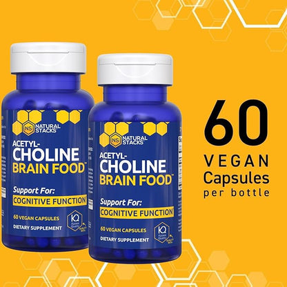 Acetylcholine Brain Food - Acetyl L-Carnitine & Alpha GPC Supplement - Supports Production of Acetylcholine - Neurotransmitter Supplement for Cognitive Function - 120 Capsules