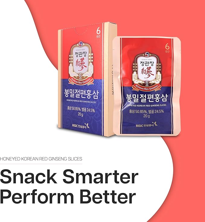 CheongKwanJang Honeyed Korean Red Ginseng Slices, Boost Natural Energy, Performance and Immunity - 6 Pack