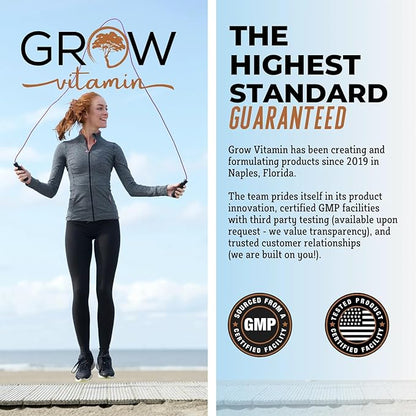 grow vitamin Multi Collagen Capsules, 1800MG (Types I, II, III, V & X) - Non-GMO, Grass Fed Collagen - Anti Aging Support for Hair, Skin, Nails - Protein Pills for Joint Support - 90 Capsules