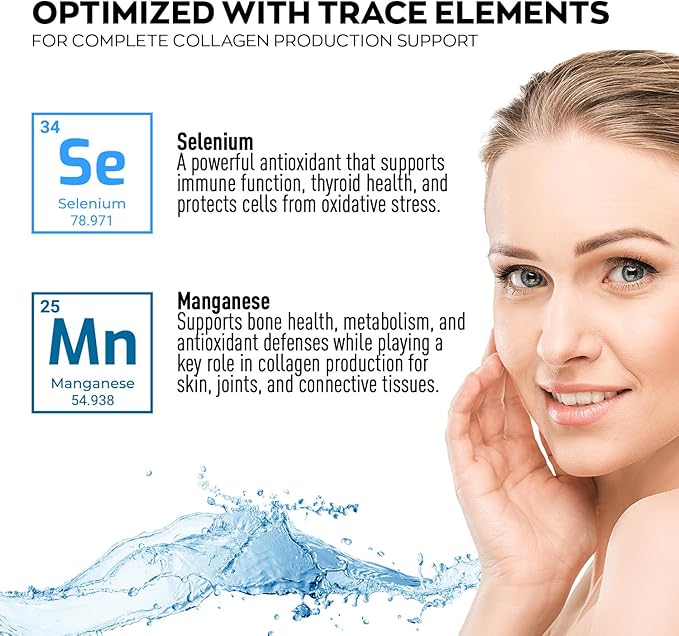 Marine Collagen Pills Complex – 750mg Hydrolyzed Marine Collagen Peptides, 200mg Hyaluronic Acid Supplement, Coenzyme Q10 CoQ10, Eternal Flower Hydration, Age Defense Supplements - 60 Sealed Tablets