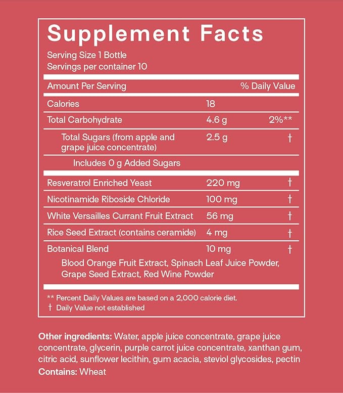 Liquid NAD+ Longevity Shots | NMN Alternative | Liposomal Nicotinamide Riboside and Resveratrol with Ceramides & Antioxidants | Twice-a-Week | Firm Skin & Brain Health| 10 Shots