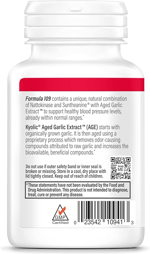 Kyolic Aged Garlic Extract Formula 109, Blood Pressure Health, 80 Capsules
